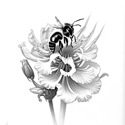 Small Bee Perched On A Gladiolus Flower