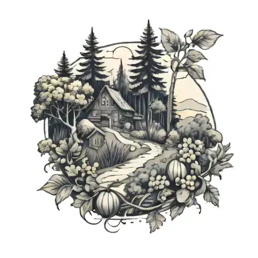 A Hiking Trail Winding Through A Forest Of Fresh Fruits And Vegetables