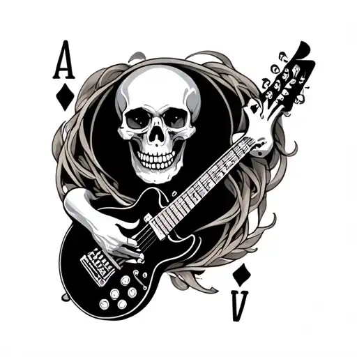 Skull Cards Guitar Intertwined