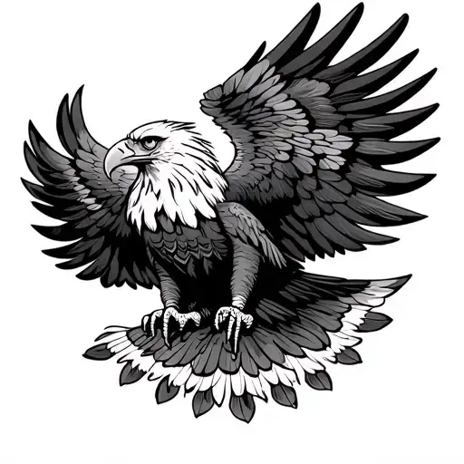 Mexican Eagle Wings Spread Wide Open Facing Forward