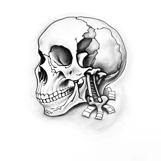 Sad Skeleton Drowning In Thoughts