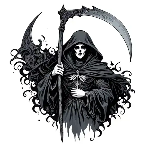 Feminine Grim Reaper Holding A Scythe