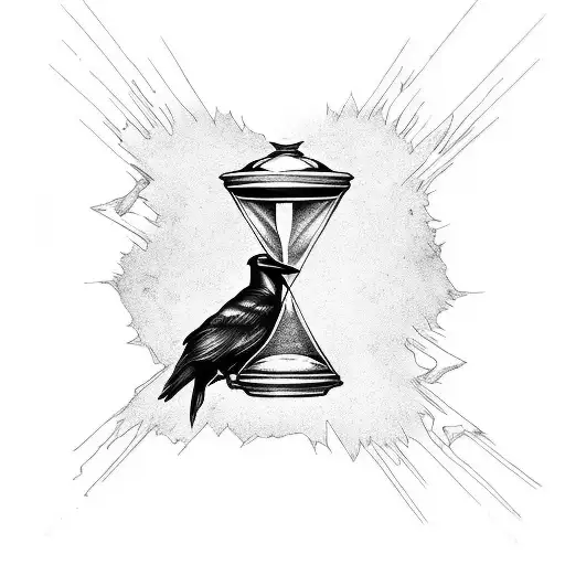 Raven And Cracked Hourglass