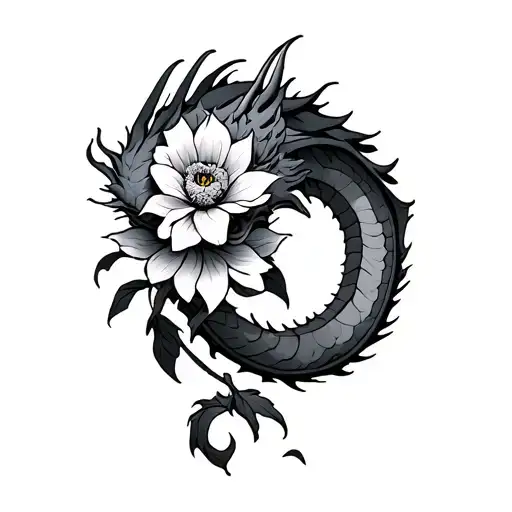 And Dragon Holding A Flower