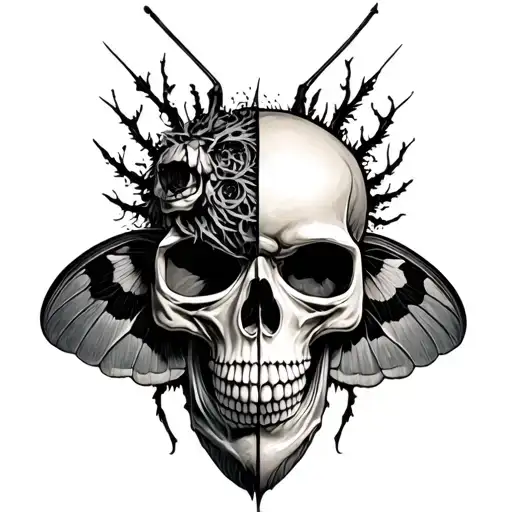 Half Death Moth Half Skull