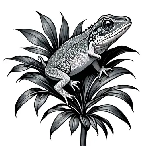 Gecko Crawling On A Plant