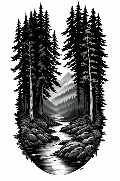 Forest Valley With River