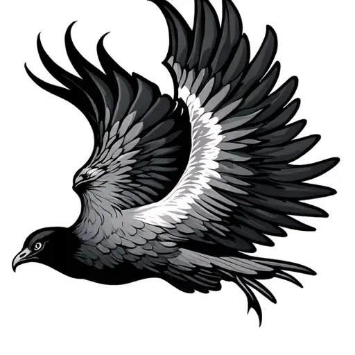 Black And White Pheonix Flying