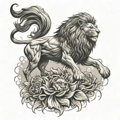 Create An Image Of A Lion Fighting With The Words Who Jah Bless No Man Curse