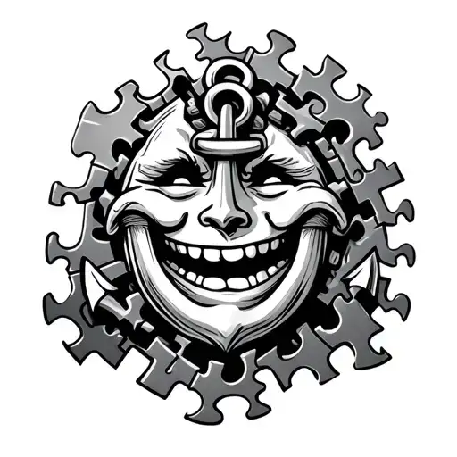 A Anchor Breaking Through A Puzzle Happy Face