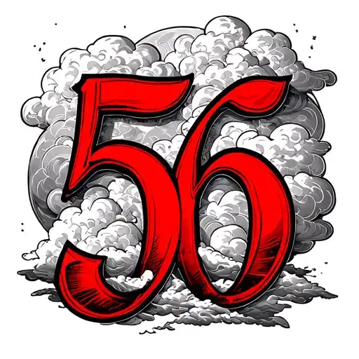 Number 56 In Red With Clouds Around With 13Th Of July 2024 In Roman Numerals