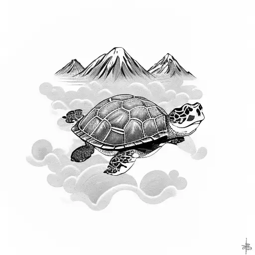 Turtle In An Ocean Of Mountains