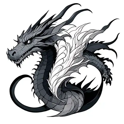 Fine Line Half Man Half Dragon