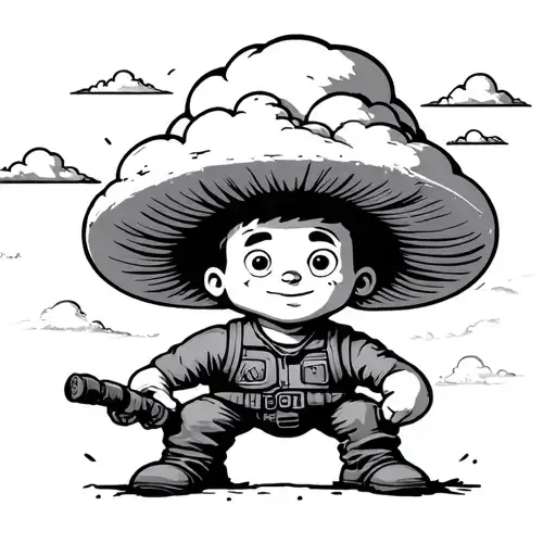 Vault Boy With Mushroom Cloud