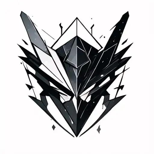 A Minimalist Small Geometric Design Resembling The League Of Legends Nexus In Black