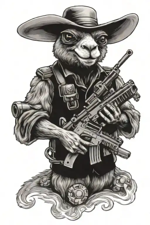 Alpaca Frogman With Machine Gun