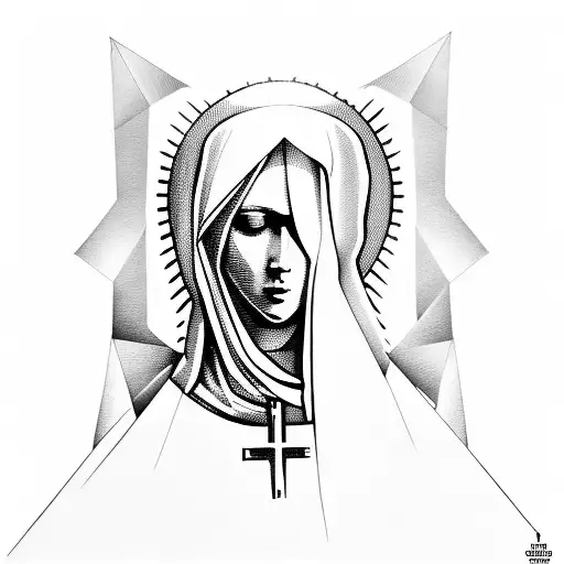 Virgin Mary Made Of Geometric Shapes