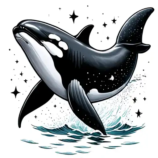 Orca Whale With Space And Stars