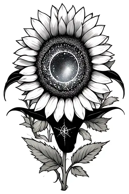 Taurus Star Constellation Inside Sunflower Head Surrounded