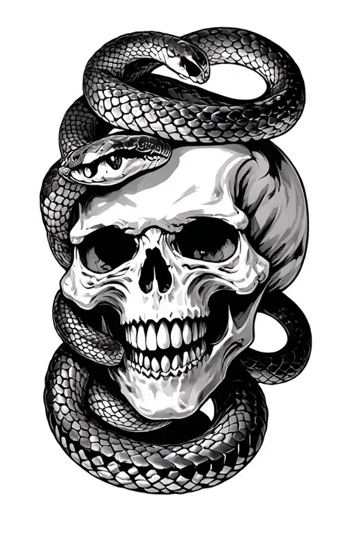Snakes Slithering Through Skulls Eye Sockets