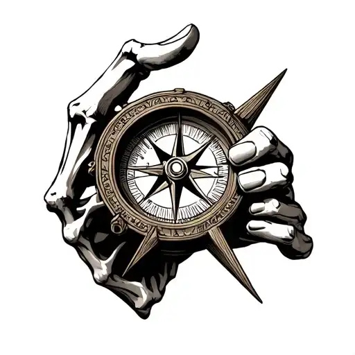 A Skeleton's Hand Clutching A Broken Compass
