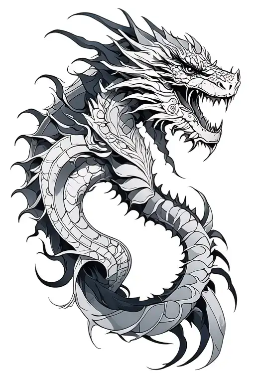 Sternum Tattoo Fine Line Tattoo Female Warrior With Dragon Fy