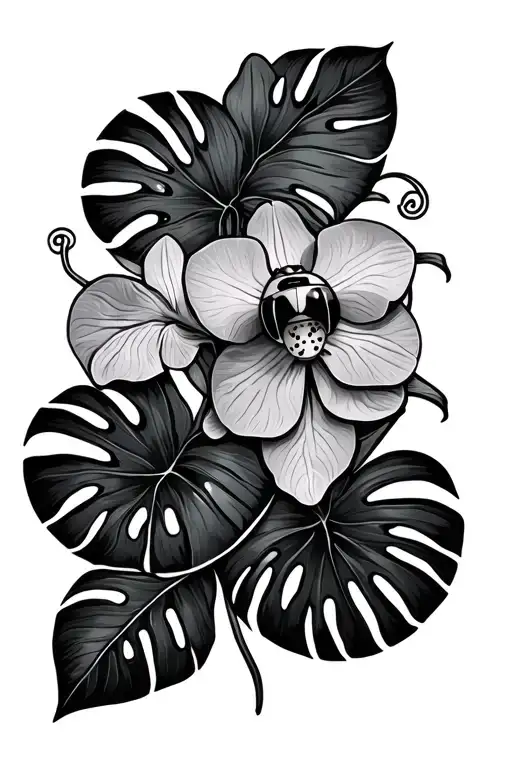 Mandala Inka Yoga Theme Machete With Orchid Monstera Ladybug Om