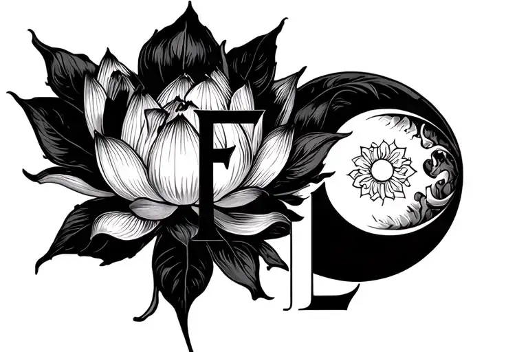 Lotusbloem Sun Moon Letters F And L Protection