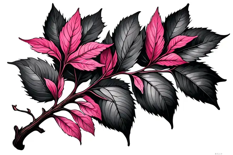 Branch And Pink Leaf