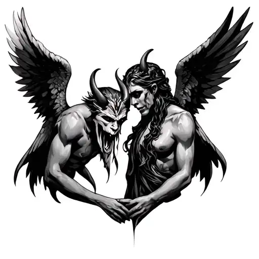 Angel And Demon Tattoo Flash Tattoo Design