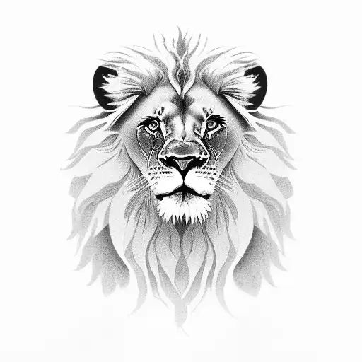 Lion Sorrounded With Flowers