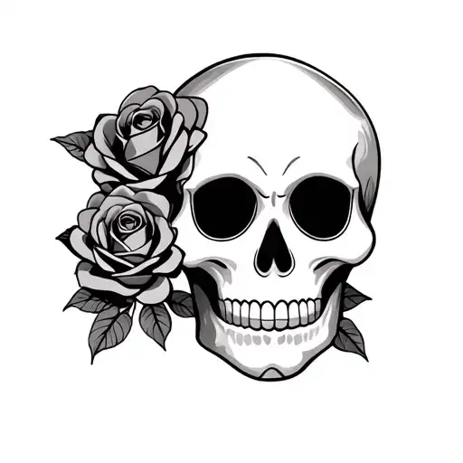 Sugar Skull With 3 Roses