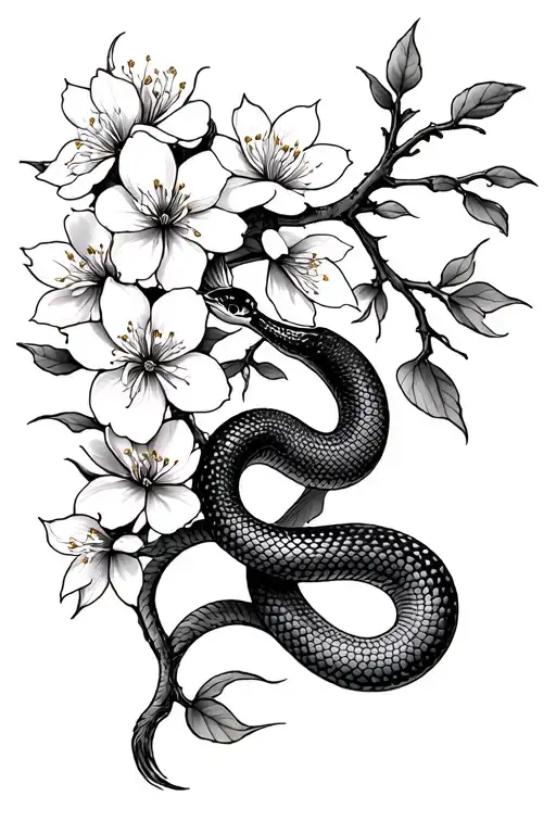 Snake Cherry Blossom Branch