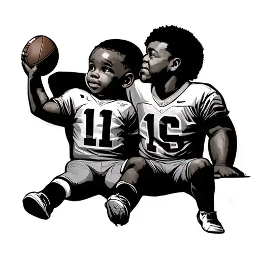 Father And Son Sitting In A Football Stadium