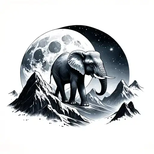Moon Elephants Mountains