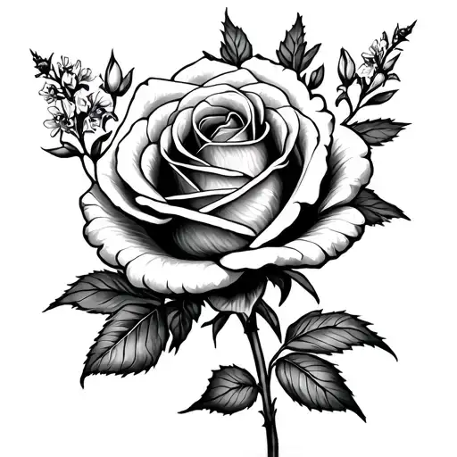 One Rose One Asper And One Larkspur Fine Line