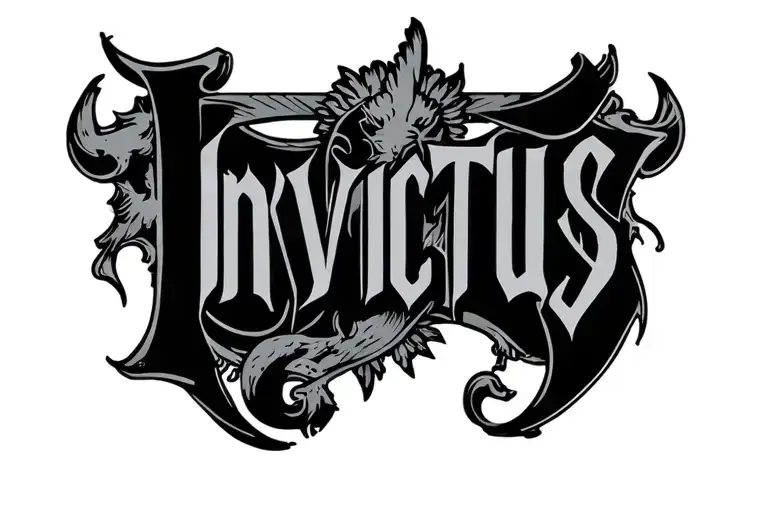 A Typography Of The Word Invictus With Latin Elements Added