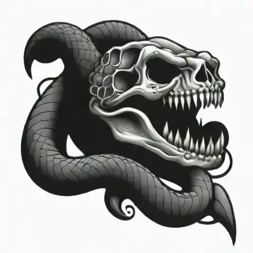 Skull Biting Snake Wrapped