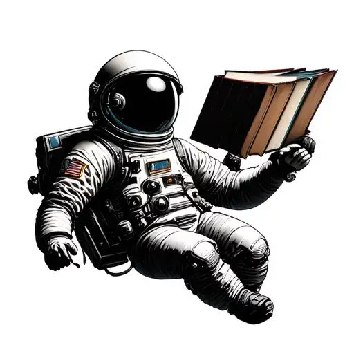 Astronaut Floating Books