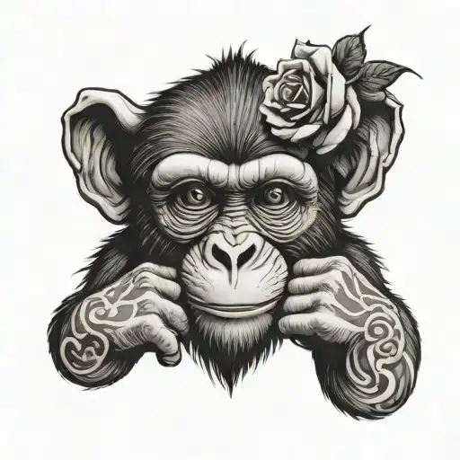 Monkey Pray Hands With Roses