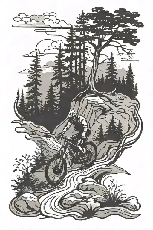 Enduro Bike Trail Winding Hiking Trail Winding Through A Forest