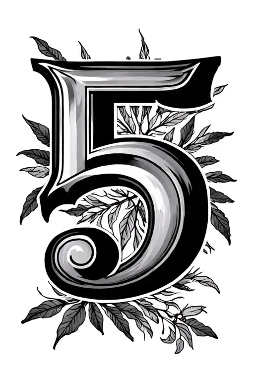 Roman Numeral 5 With The Greek Mythology Symbol For Love