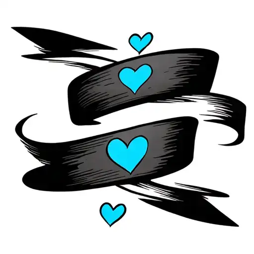 Two Straight Black Bands With 1 Small Blue Heart