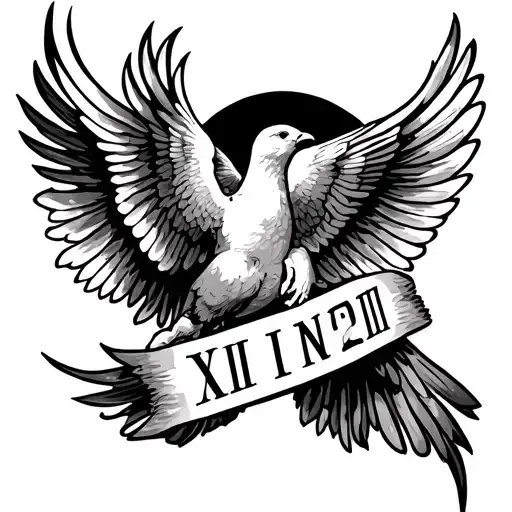 Forearm Tattoo With The Year 1948 In Roman Numerals With Doves And Filled In Detail
