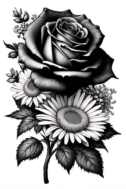 Bouquet With 1 Rose 1 Larkspur And 1 Aster