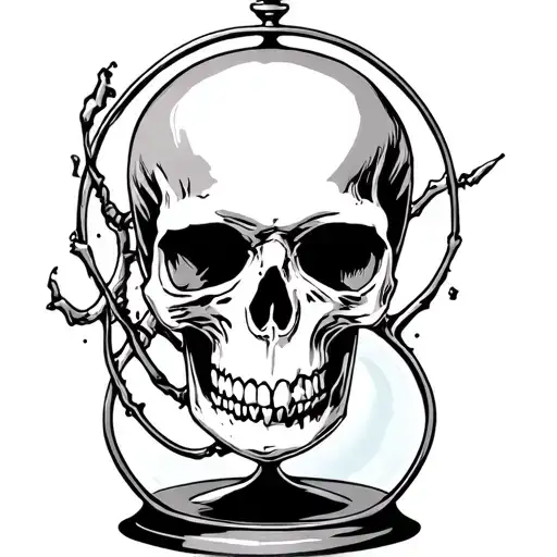 Skull In Bottom Of A Hourglass