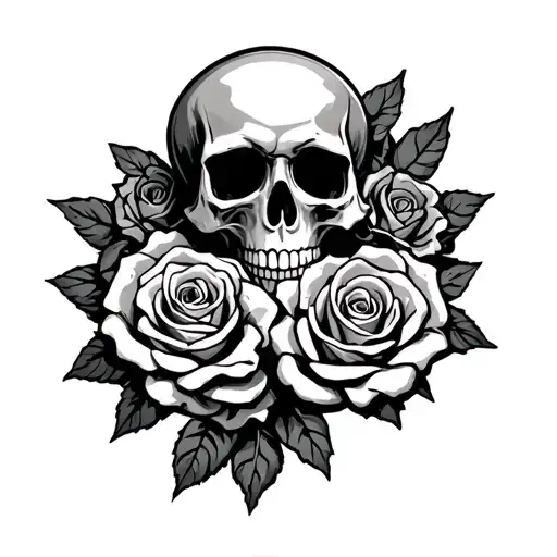 Skull Roses And Lettering Bkbn