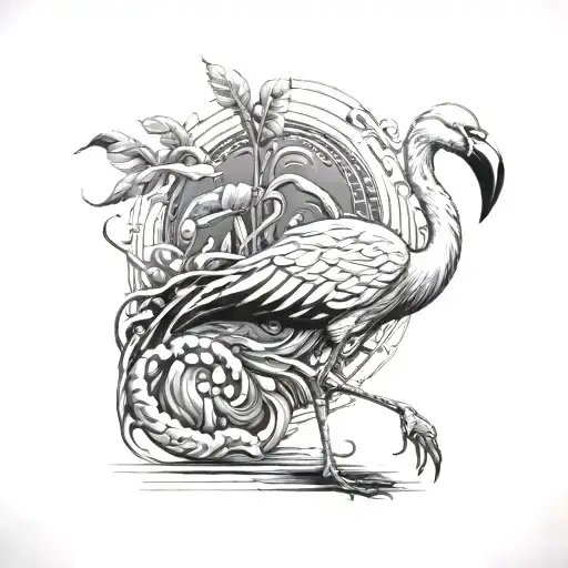 Demonic Flamingo Standing On One Leg