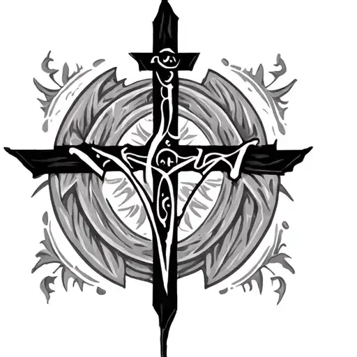 Christian Cross With Aramaic Script Of Yhwh