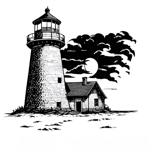 Simple Lighthouse With Light Shining And Bricks Big Enough To Write Names On